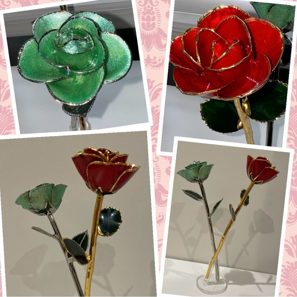 Steven Singer Roses Red and Green Gold and Platinum New Without Box